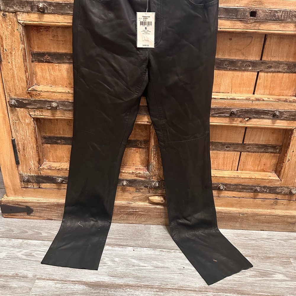 Vintage 90s Y2K Ralph Lauren Sport Genuine Leather Bootcut Biker Pants Sz 6
